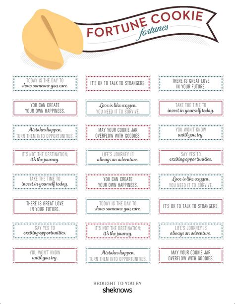 Good Luck Printable Fortune Cookie Fortunes